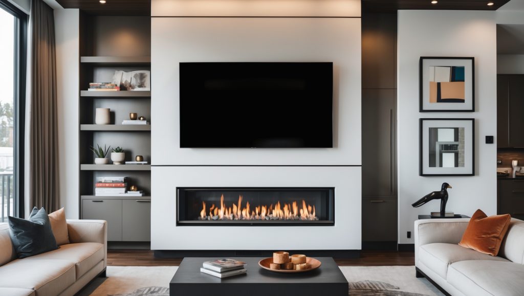 Fireplace tv wall